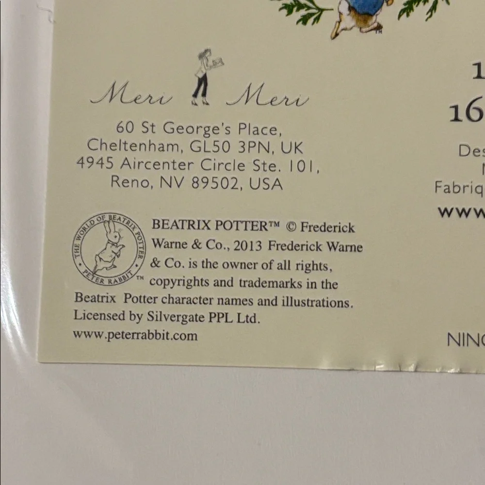 NIP! MERI MERI Beatrix Potter PETER RABBIT EASTER Disposable PAPER PLATES